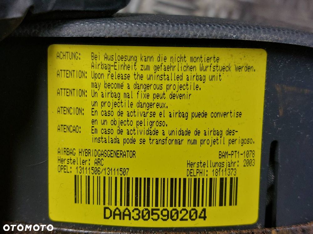 KIEROWNICA + PODUSZKA OPEL CORSA C COMBO C MERIVA A 13118192 13111506 - 8