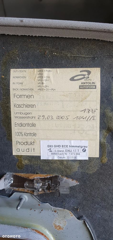 Tapicerka podsufitka sufit pod szyberdach BMW 6 E63 - 5