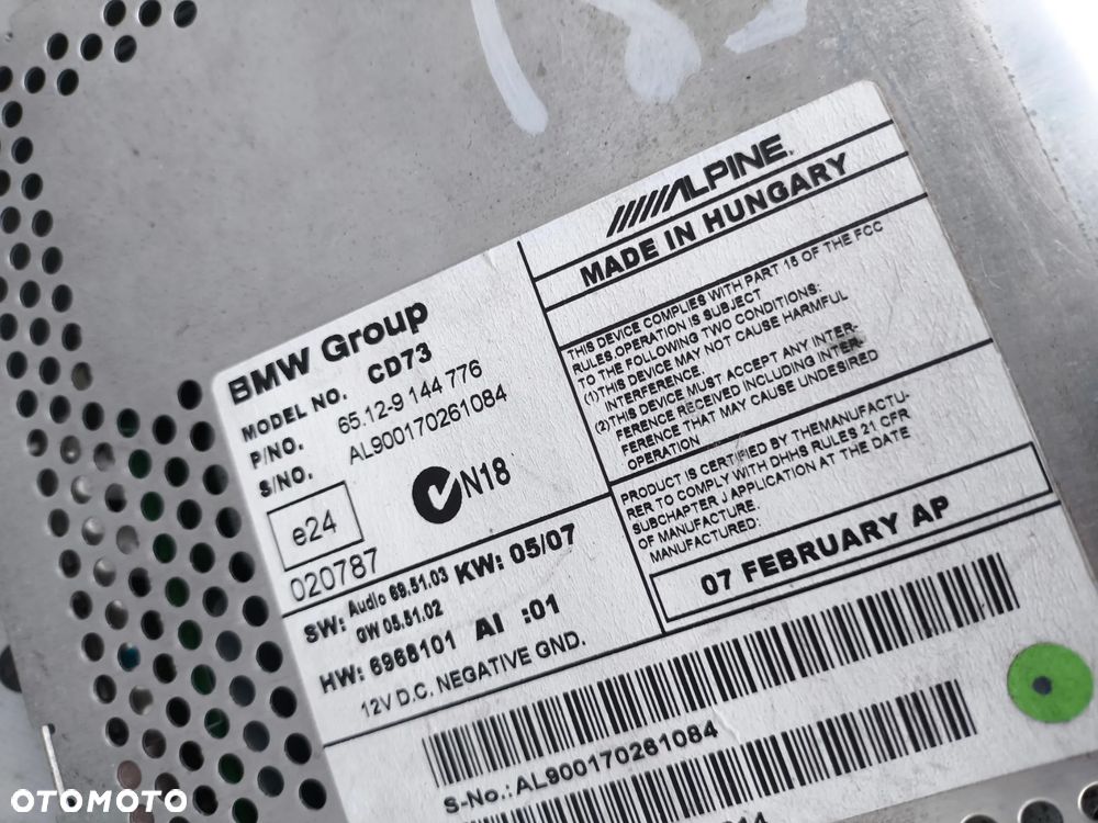 BMW E90 E91 Radio BMW Professional Czytnik CD 9144776 - 2