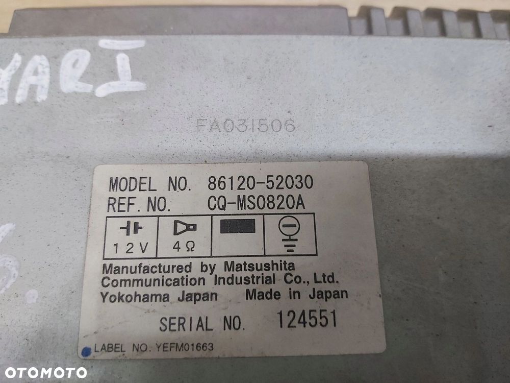Toyota Yaris I radio kaseta 99 - 02r radioodtwarzacz 86120-52030 - 3