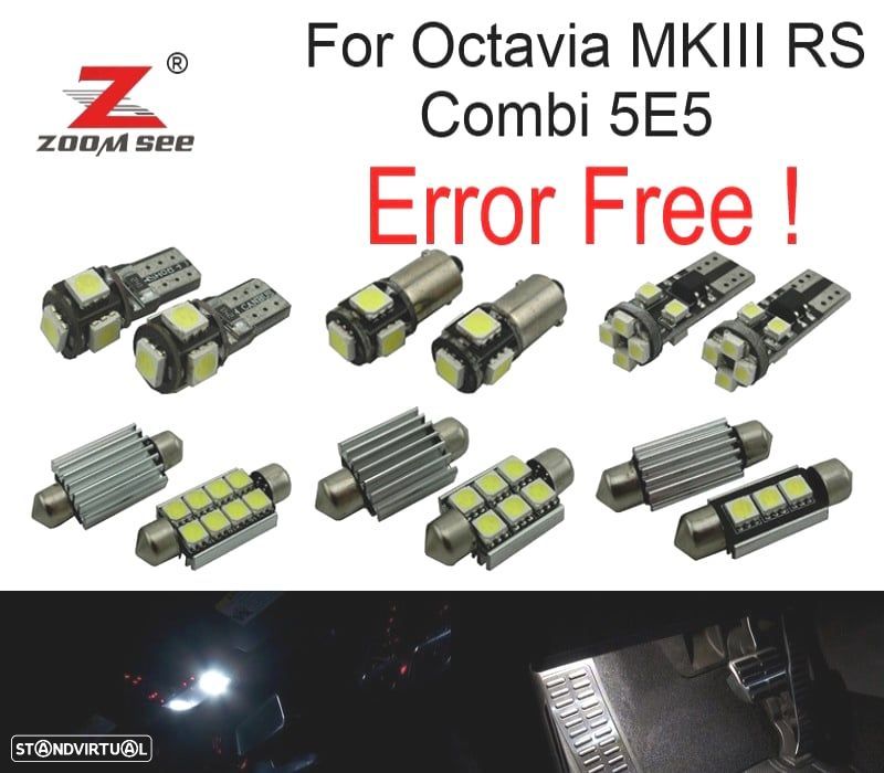 KIT COMPLETO DE 17 LÂMPADAS LED INTERIOR PARA SKODA OCTAVIA MK 3 MKIII RS COMBI 5E5 WAGON 2013 + - 1