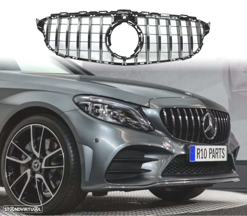 GRELHA MERCEDES W205 18-21 LOOK GT-R CROMADO COM CÂMERA - 1