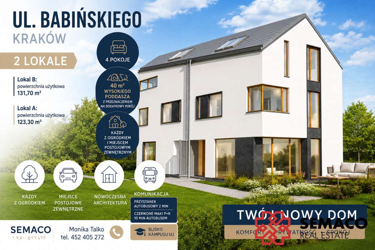 Bliźniak na Klinach/5 pokoi/ogród/od dewelopera