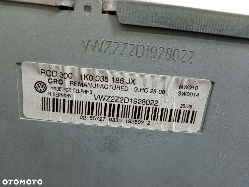 VW GOLF V RADIO CD FABRYCZNE RCD 300 1K0035186JX - 6