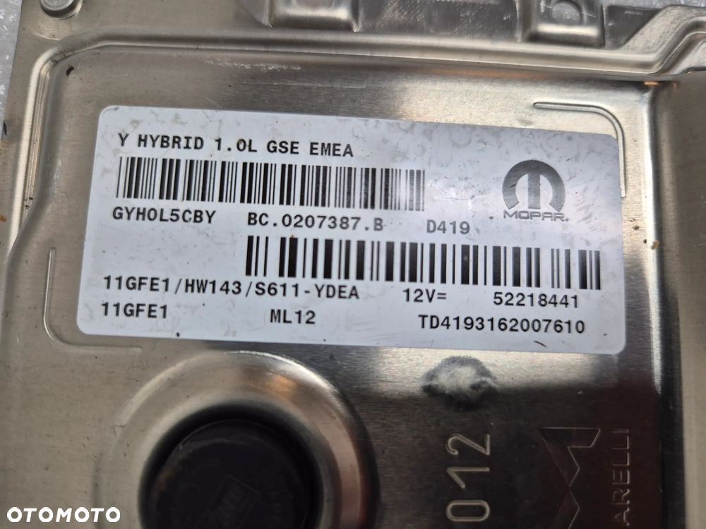 Komputer sterownik Lancia Ypsilon 1,0 52218441 - 2