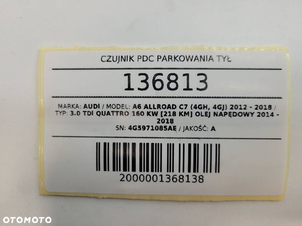 CZUJNIK PDC PARKOWANIA TYŁ AUDI A6 C7 ALLROAD 4G5971085AE KOMPLET - 10