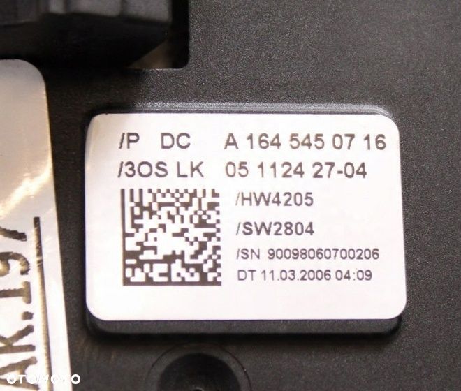 CZUJNIK KĄTA SKRĘTU MERCEDES W251 07r A1645450716 - 5