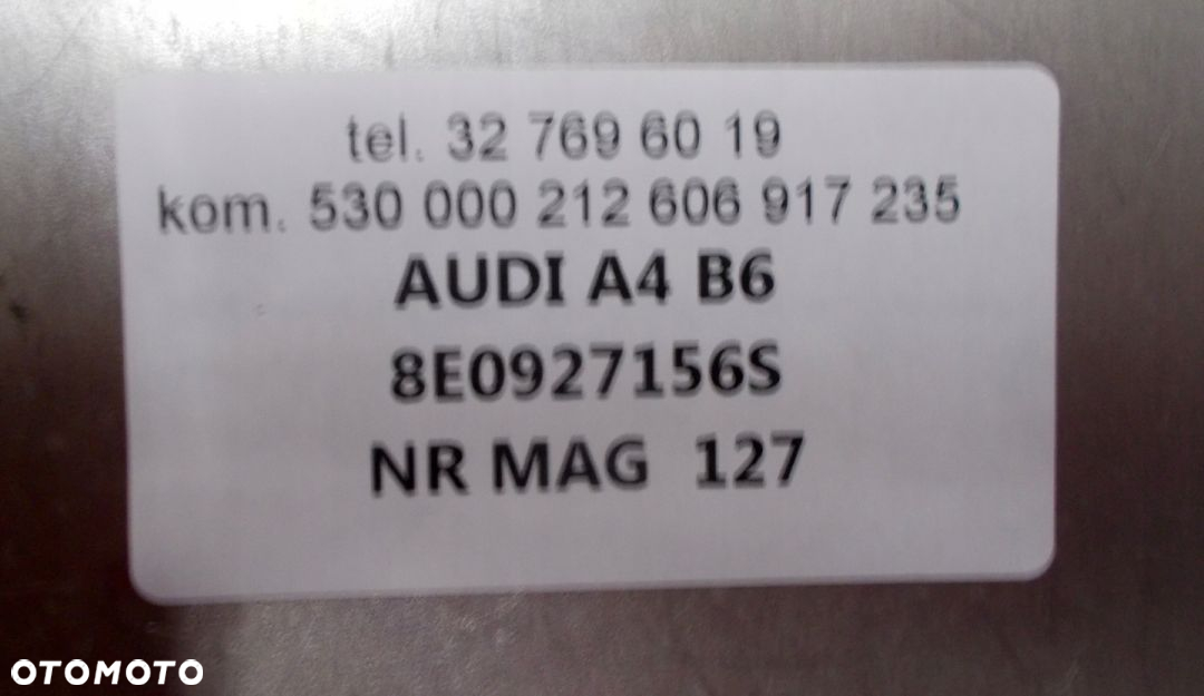 KOMPUTER SKRZYNI AUDI A4 B6 8E0927156S 0260002876 LUB Sharan Galaxy Alhambra 09B927750L - 5