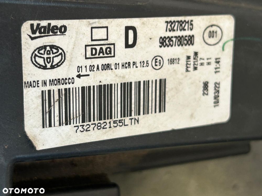 TOYOTA PROACE CITY LAMPA PRZÓD PRAWA LEWA 73278215 9835780580 73278187 9835780680 - 6