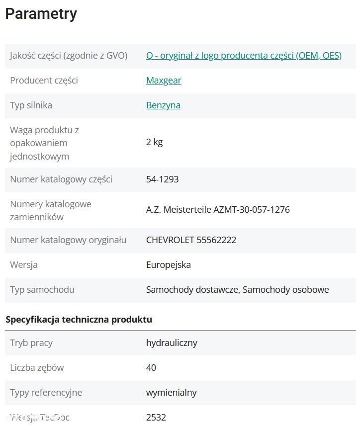 Przestawiacz wałka rozrządu Maxgear 54-1293 OPEL 1,2/1,4 - 3