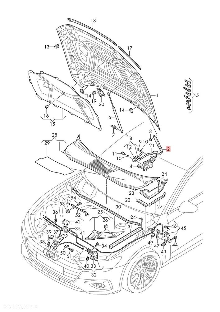 AUDI A6 C8 4K0 LS9R ZAWIASY ZAWIAS MASKI NABÓJ KOMPLET ORYGINAŁ - 2