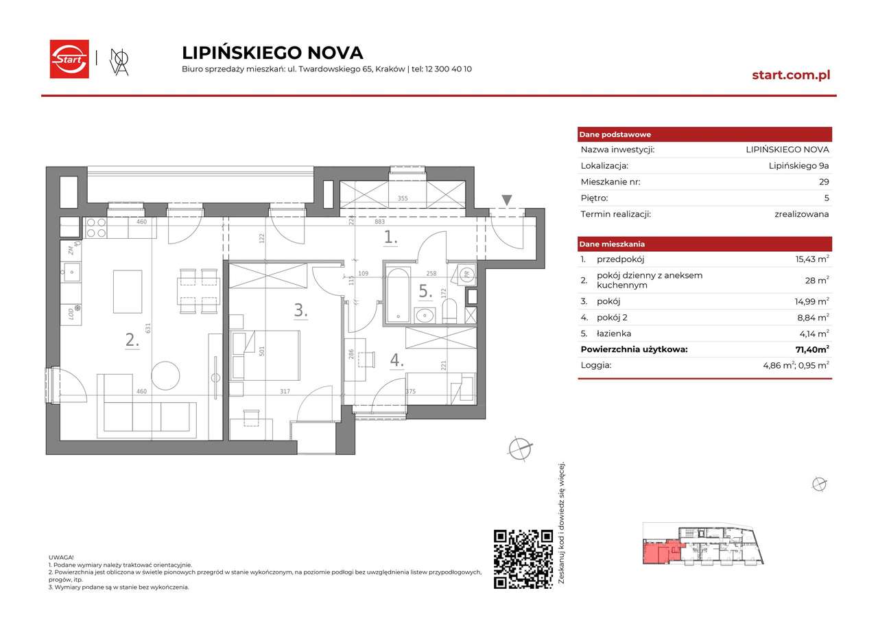 3-pokojowe mieszkanie 71m2 + loggia Bezpośrednio - Pełny obrazek: 2/15