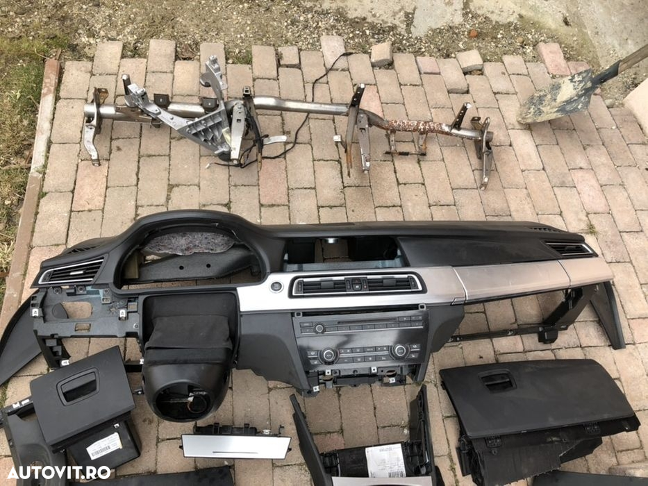 Planșă bord piele BMW 740d 30 F01 02 joystick aeroterma panglică LHD - 7