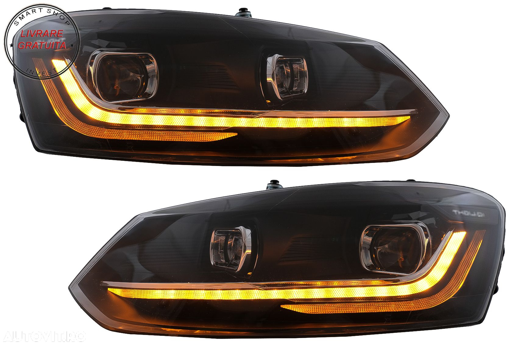 Pachet Exterior cu Faruri si Stopuri VW Polo 6R 6C (2009-2017) R-Line Design Semna- livrare gratuita - 8