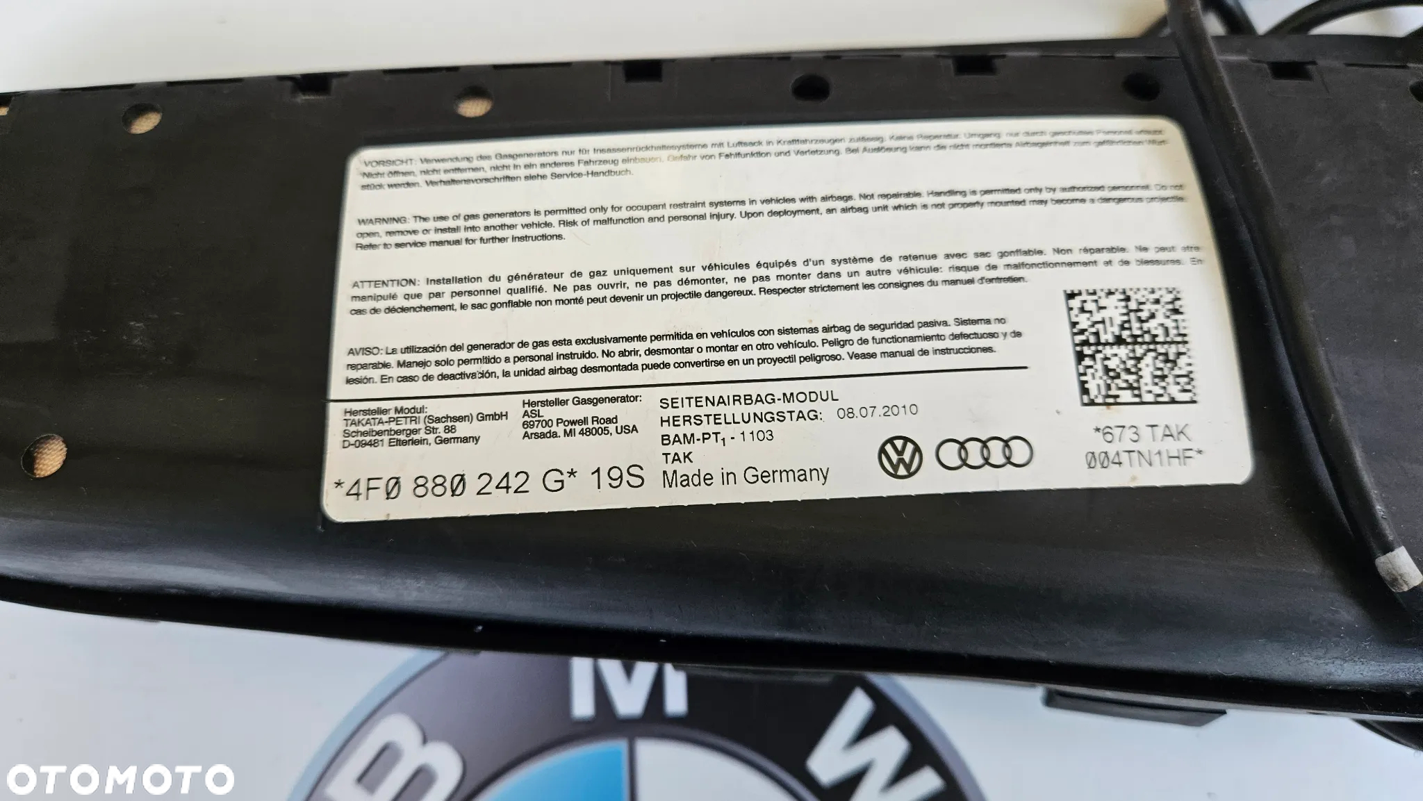 Audi A6 C6 4F Poduszka fotela prawego Airbag prawy 4F0880242G - 2