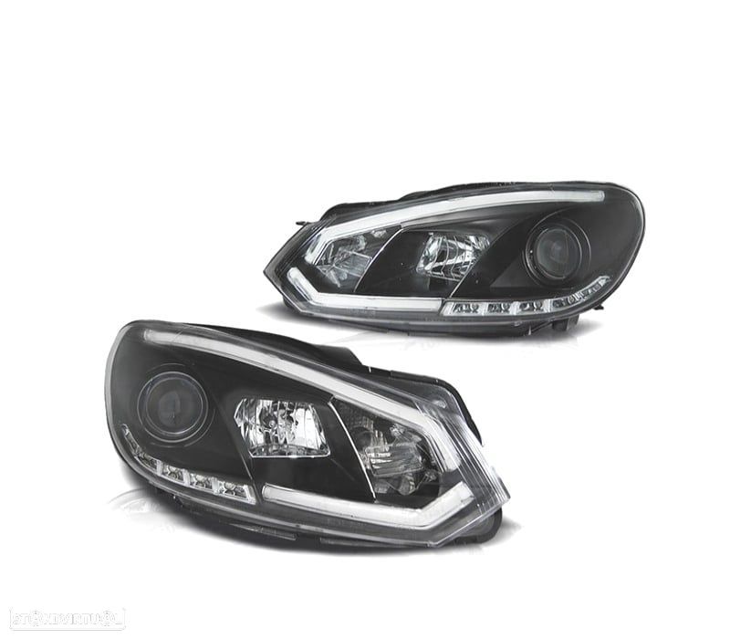 FAROIS FRONTAIS VOLKSWAGEN VW GOLF 6 08-12 TUBE LIGHT FUNDO PRETO - 5