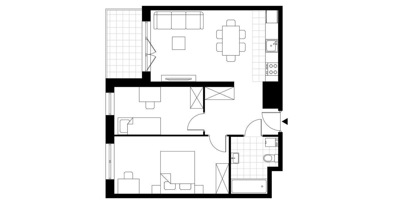 3-pokojowe mieszkanie 56m2 + loggia Bezpośrednio - Pełny obrazek: 3/23
