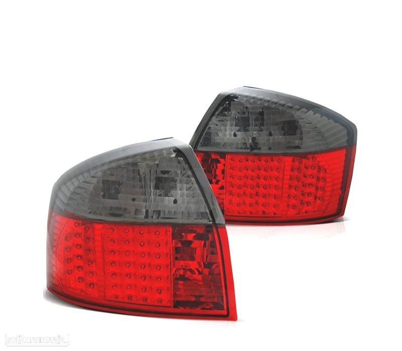 FAROLINS TRASEIROS LED AUDI A4 B6 00-04 VERMELHO CINZA - 1