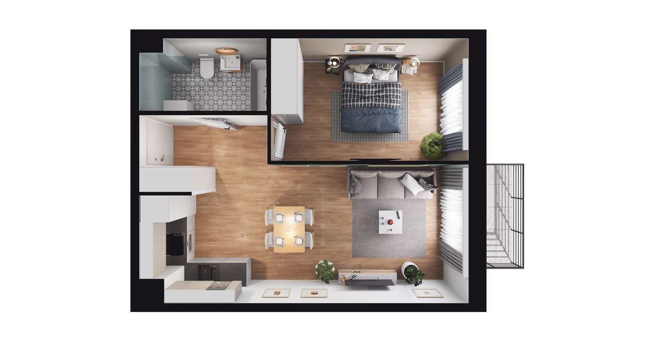 2-pokojowe mieszkanie 41m2 + balkon Bezpośrednio - Pełny obrazek: 2/13