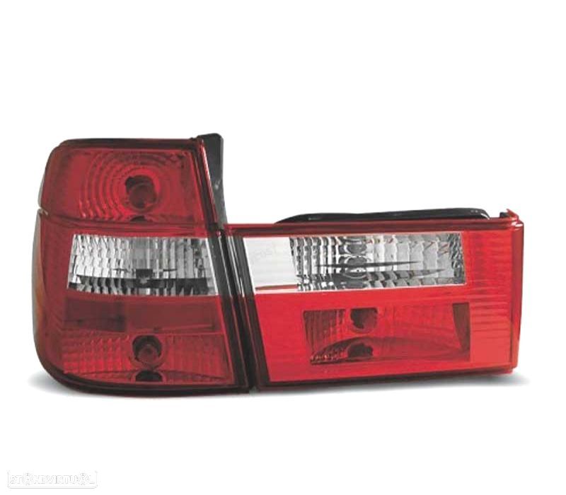 FAROLINS TRASEIROS BMW E34 TOURING 91-96 VERMELHO BRANCO - 2