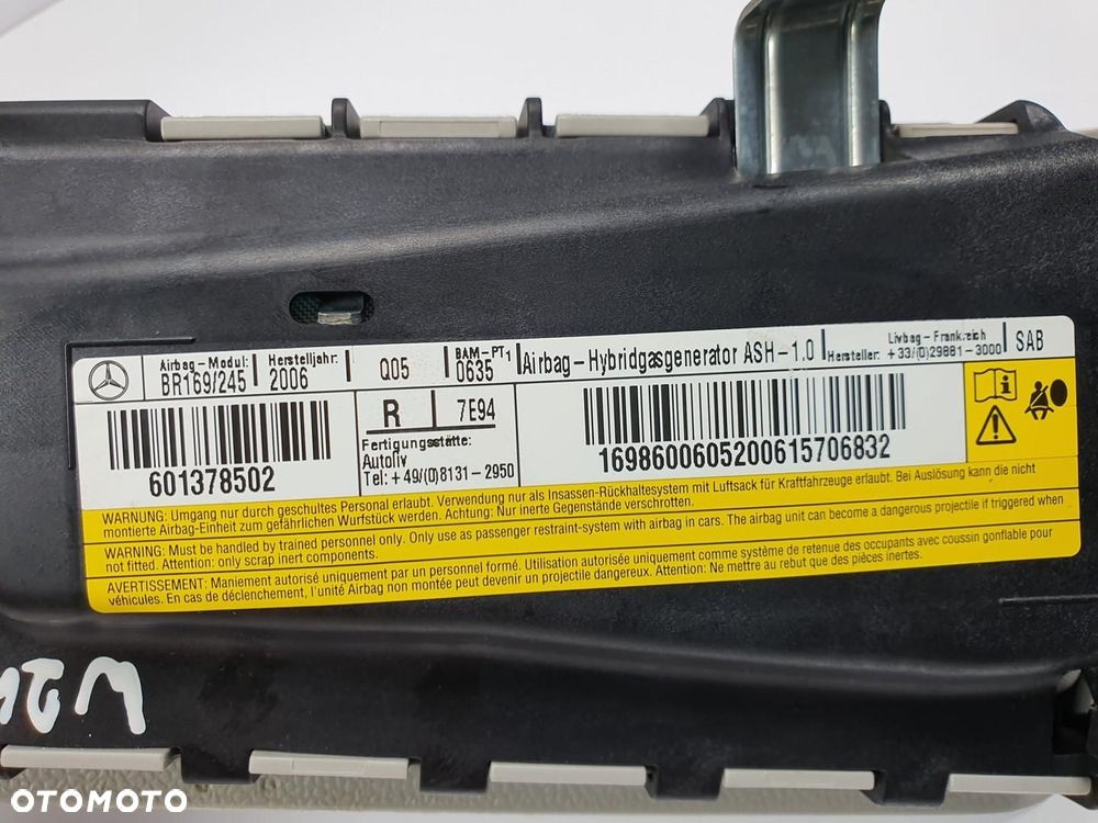 PODUSZKA AIRBAG W FOTEL PRAWY PRZÓD MERCEDES W245 1698600605 - 5