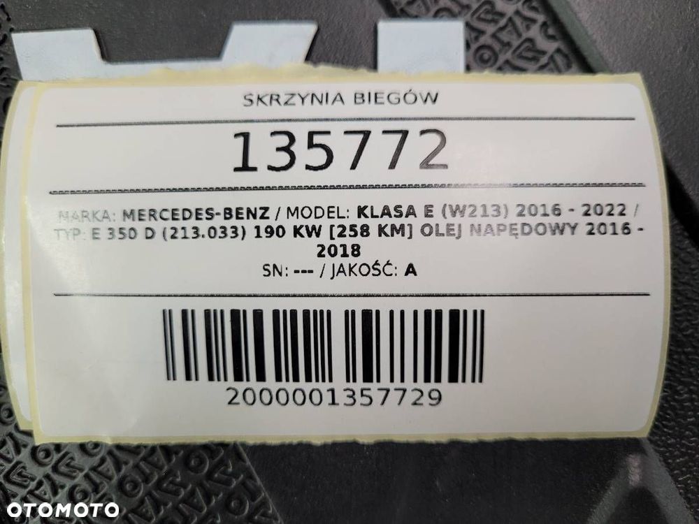 SKRZYNIA BIEGÓW AUTOMATYCZNA MERCEDES E KLASA W213 350D 258KM 2132702602 - 13