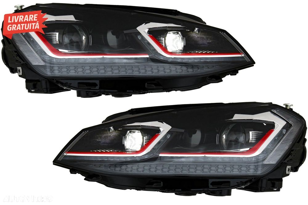 Faruri LED Bi-xenon Look VW Golf 7 VII (2012-2017) Facelift G7.5 GTI Design cu Sem- livrare gratuita - 6