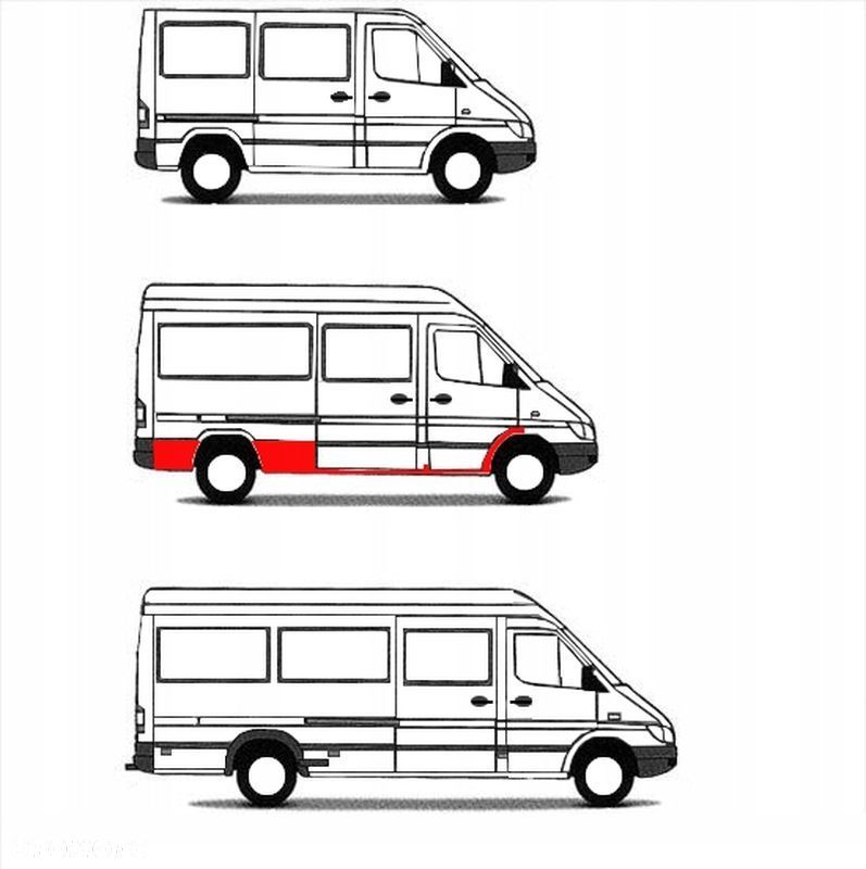Próg / Progi / Zestaw progów MB Sprinter / VW LT 95 - 06 Średni Prawa str. - 1