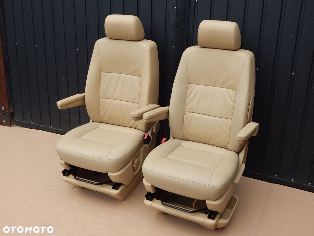 vw t5 multivan fotel kierowcy pasażera prawy lewy komplet skóra beżowy - 2