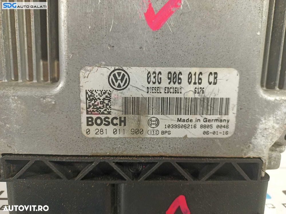 ECU Calculator Motor BOSCH Volkswagen Golf 5 Plus 2.0 BKD 2004 - 2008 Cod 03G906016CB 0281011900 [L2226] - 2