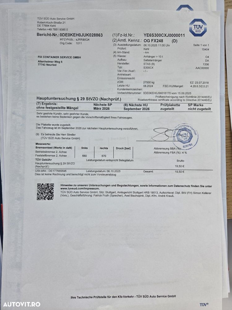 Stas 68m3, 2018, jante aluminiu, rulata in Germania, usi spate, prelata, scena vizitare, scena vizitare, picioare sprijin, posibilitate leasing 2 ani, carte identitate RAR, posibilitate leasing 2 ani-PROMOTIE 35.900 EUR+Tva - 28