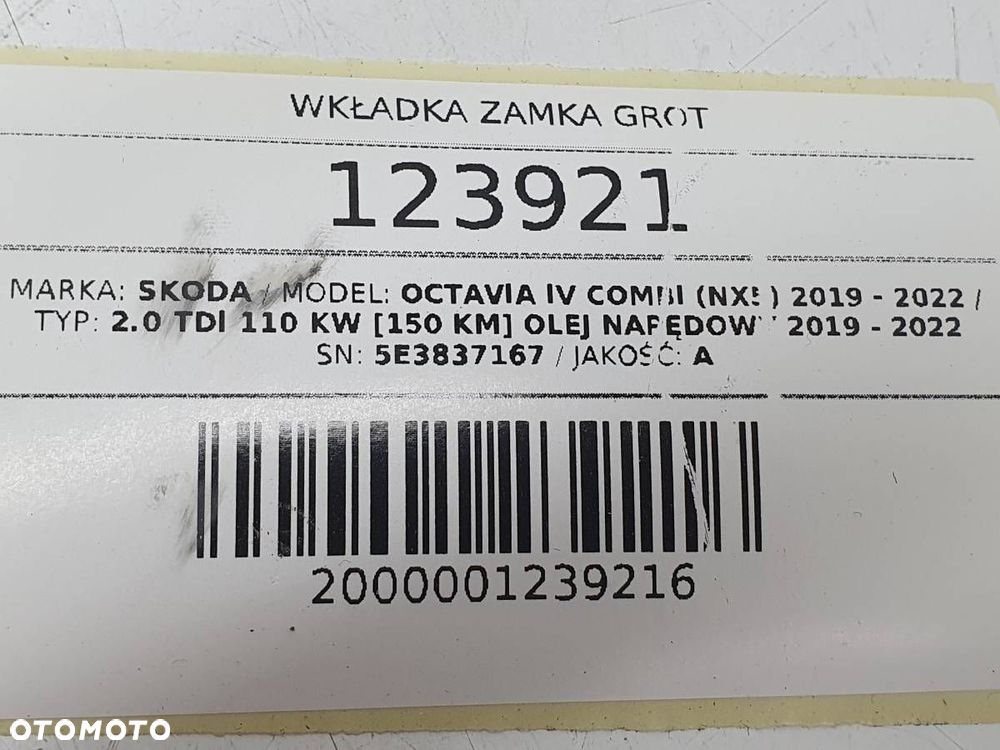 WKŁADKA ZAMKA GROT KLUCZYK 5E3837167 OCTAVIA IV 2023 EU - 5