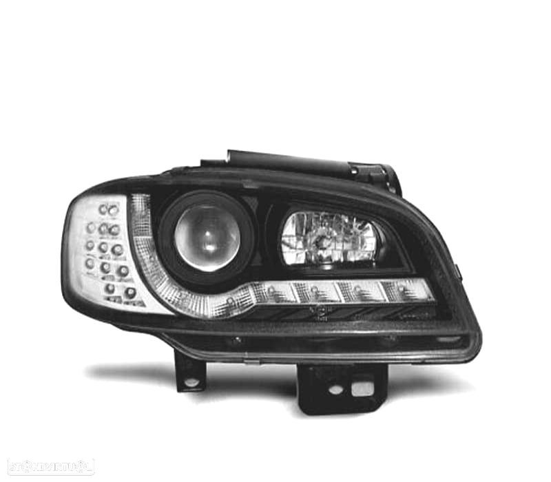 FARÓIS OPTICAS SEAT IBIZA CORDOBA 99-02 LUZ DIURNA LED PRETO - 2