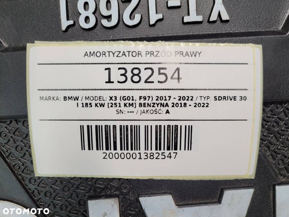 MCPHERSON AMORTYZATOR PRZÓD PRAWY BMW X3 G01 SDRIVE 30I 251 KM - 13