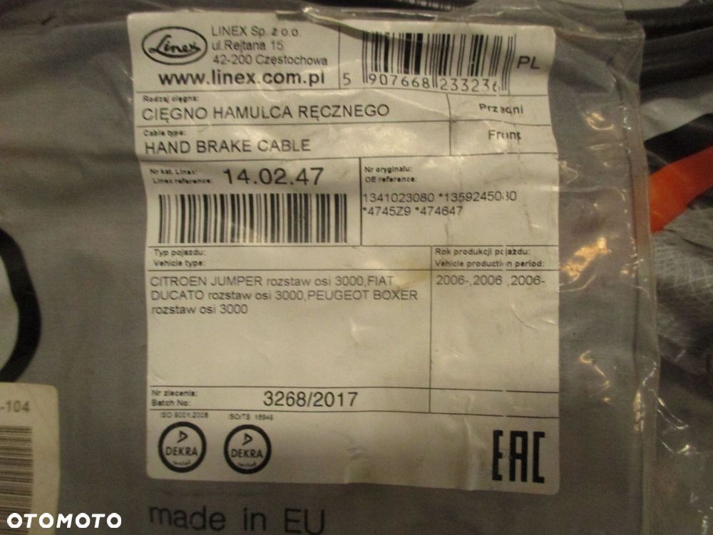 linka hamulca ręcznego ducato boxer jumper 06- nowy oryginał - 6