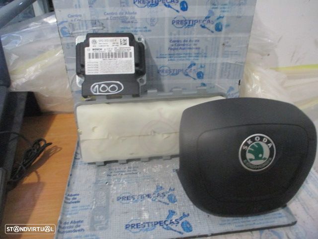 Kit Airbags 6R0959655K 0285010793  5J1880202D  5J0880201H SKODA FABIA 2 54 FASE 2 2011 1.6TDI 90CV 5P CINZENTO SEM TABLIER - 1