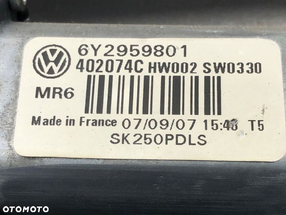 PODNOŚNIK SZYBY PRAWY PRZÓD  SKODA FABIA II (542) 2006 - 2014 1.4 TDI 59 kW [80 KM] olej napędowy - 6