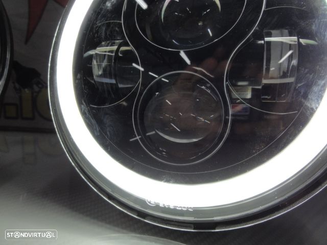 Faróis FULL LED CREE de 7 polegadas com médios, maximos, Angel eyes e pisca em led fundo preto, compatíveis com Hummer, Jeep Wrangler JK TJ LJ, Land Rover Defender, Mercedes classe G W463, Nissan, Suzuki, veículos 4x4, Harley Davidson. - 14