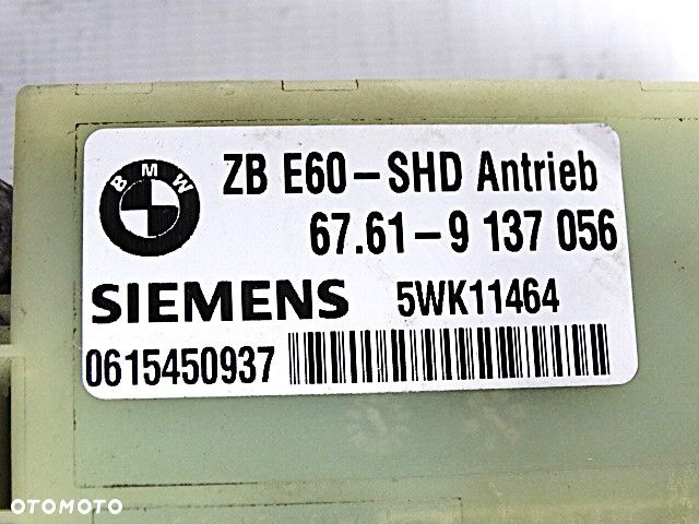BMW E60 E65 E66 Silniczek Silnik Mechanizm Szyberdach  Zespół Napędowy Dachu Przesuwnego 67616937509  6937509  5WK11464  Siemens 03014600344  03014600336  ZB E60 SHD Antrieb  67619137056  9137056 - 10