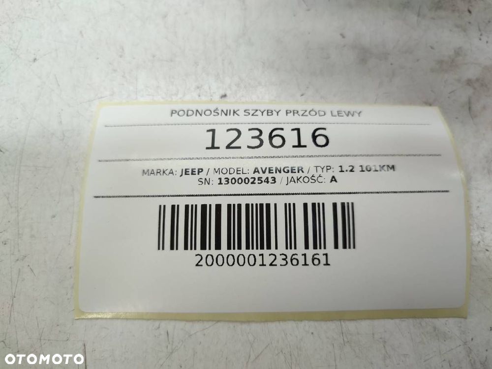 PODNOŚNIK SILNICZEK SZYBY PRZÓD LEWY 52232932 130002543 JEEP AVENGER - 7