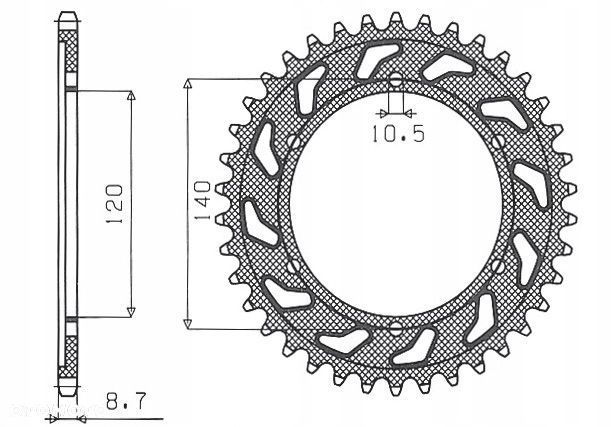 SUNSTAR ZĘBATKA TYLNA 498 45 KAWASAKI ZZR 600 90-9 - 1