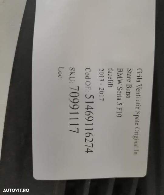 Grila Ventilatie Spate Original In Stare Buna BMW Seria 5 F10 [facelif - 7