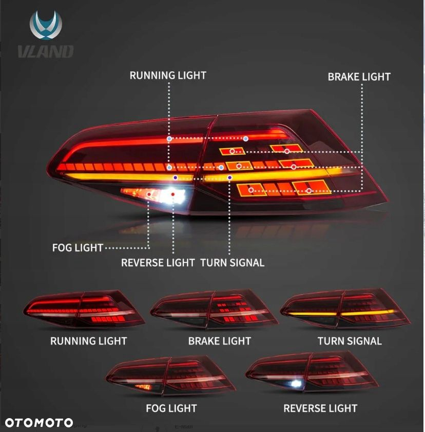 Lampy tyl ne kpl Vland LED Diody Dynamiczne Tuning Gtilook VW Golf VII 7 5g - 3