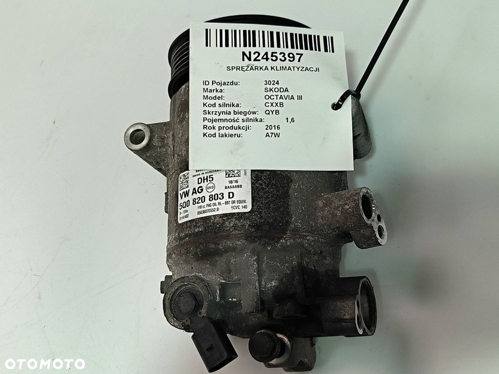 SPRĘŻARKA KLIMATYZACJI SKODA OCTAVIA III 5Q0820803D - 6