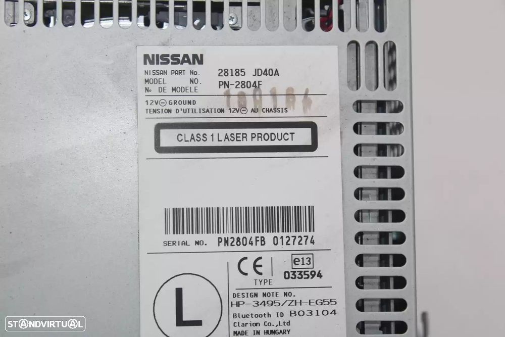 SISTEMA AUDIO / RADIO CD NISSAN QASHQAI / QASHQAI +2 I 2008 -28185JD40A - 1