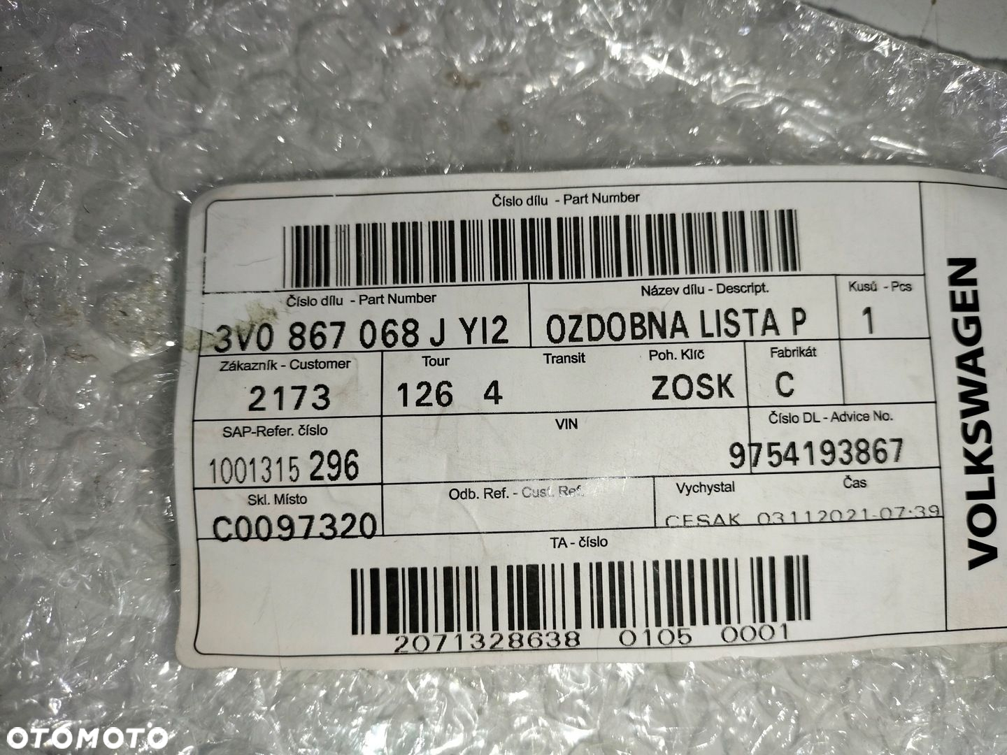 Listwa tapicerki tył prawa SKODA SUPERB III 15- - 6