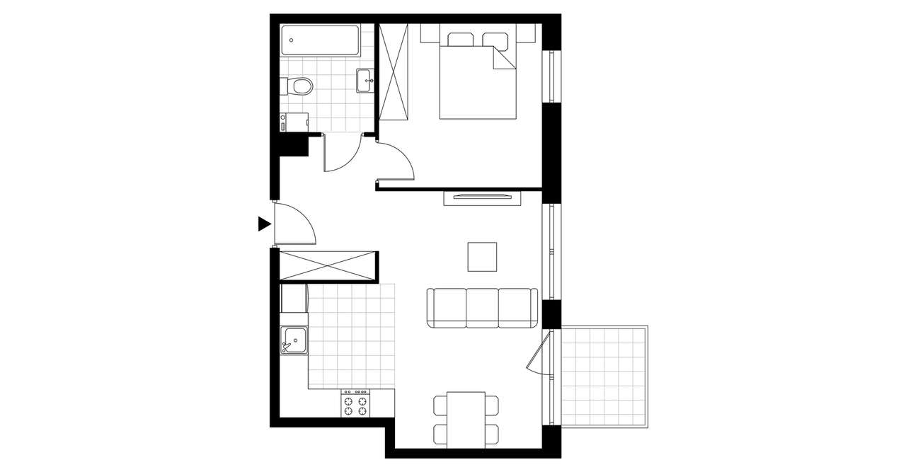 2-pokojowe mieszkanie 45m2 + balkon - Pełny obrazek: 3/11