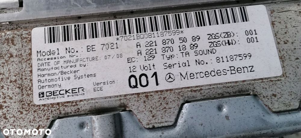 MERCEDES S-KL W221 WZMACNIACZ HARMAN A2218705089 - 2