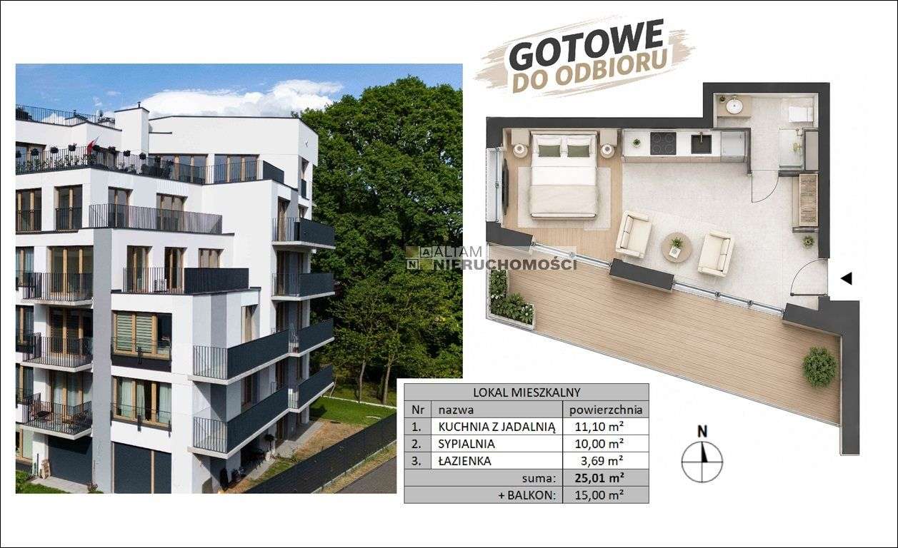 Gotowa Kawalerka! 25,01m² Balkon 15m² IIIp Pd/Zach