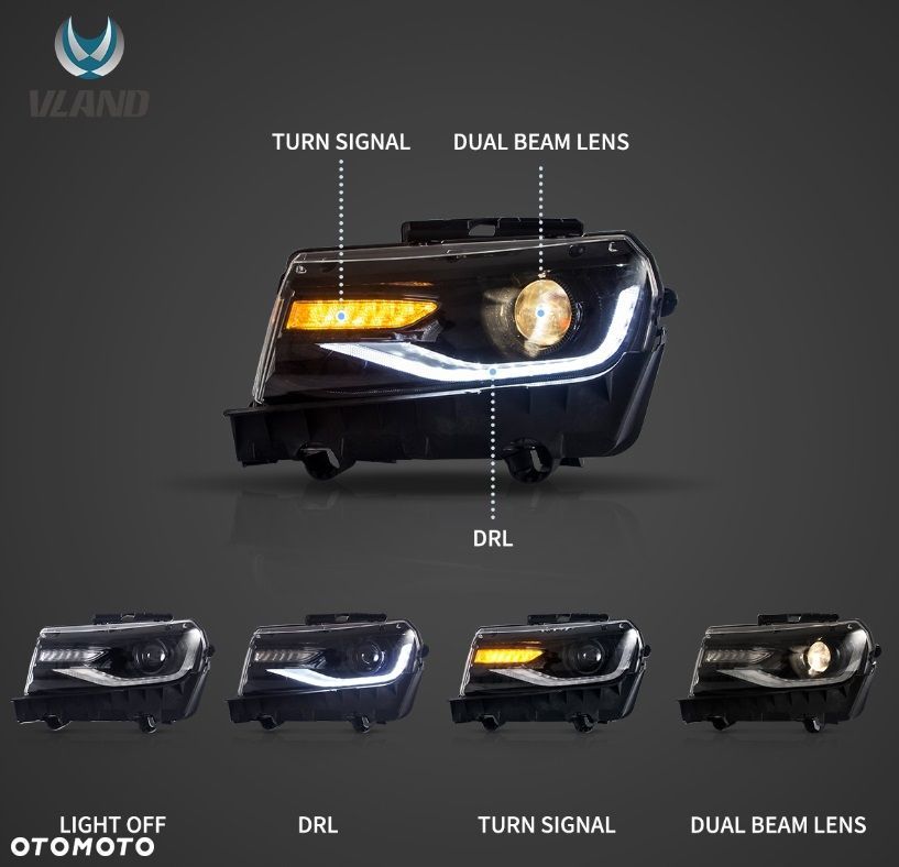 Reflektor Lampa Vland Europa LED Tube Neon Tuning Chevrolet Camaro V 5 Lift - 5